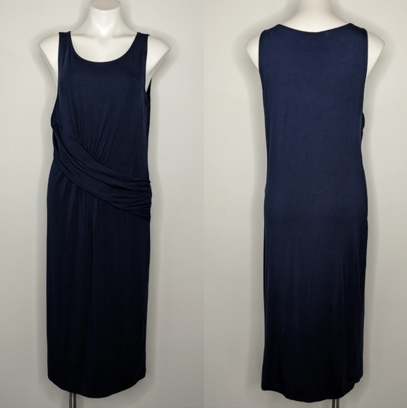 NWT Fabletics blue Retta sleeveless midi dress L - Picture 1 of 8
